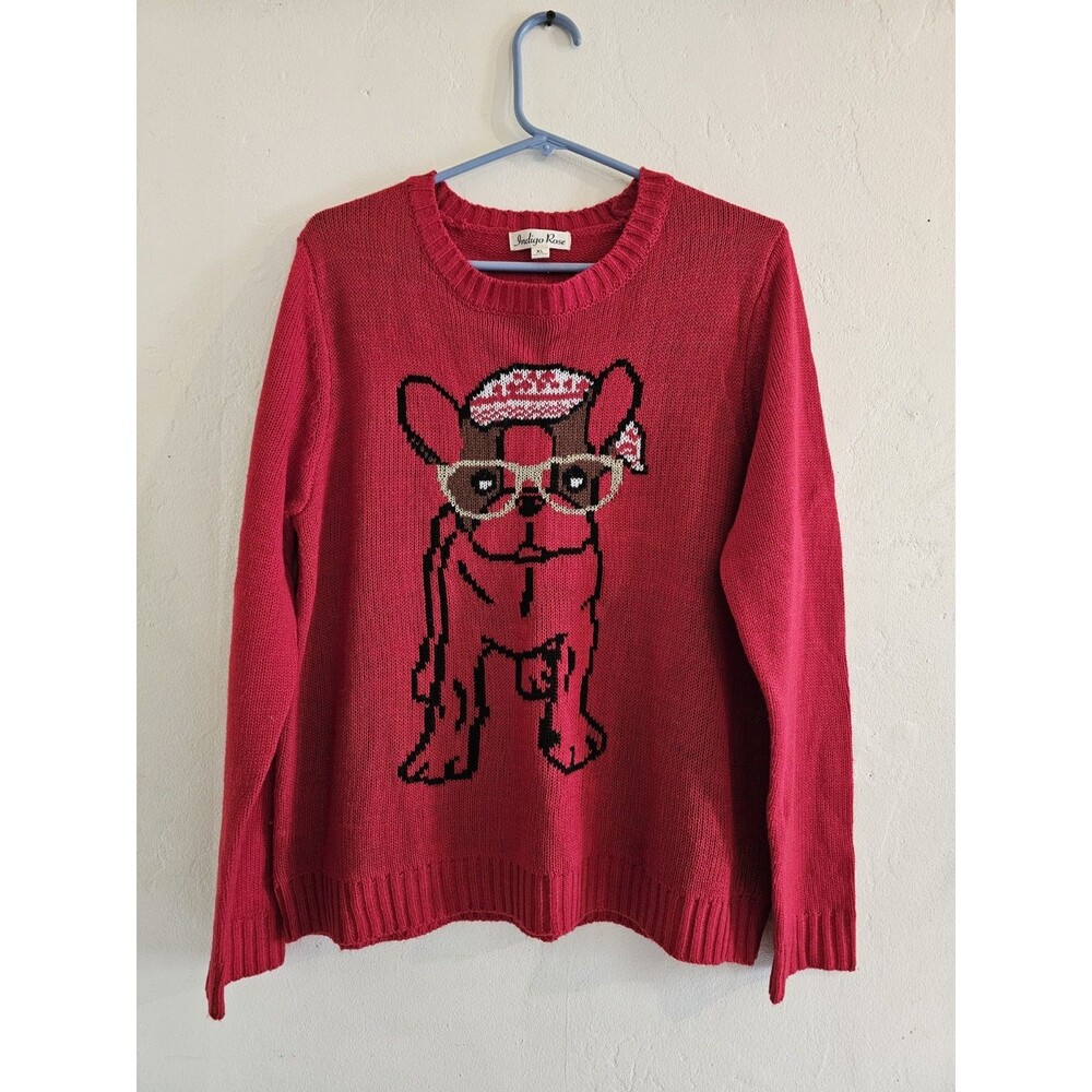 Indigo Rose Women’s Christmas Sweater Dog Knit Size XL - Picture 1 of 6